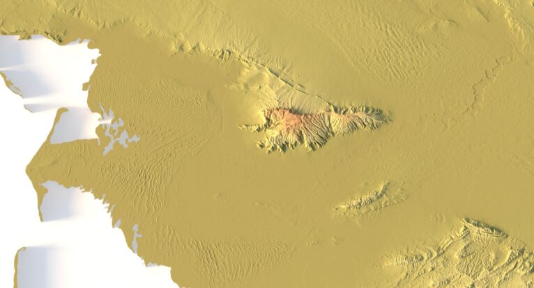 Close-up of Karakum Desert terrain in STL model