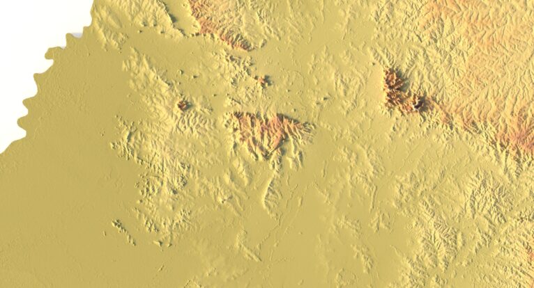 Close-up of Paraguay’s river terrain in STL model