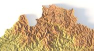 Close-up of Nepal’s Himalayan terrain in STL model