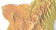 Close-up of North Korea’s mountainous terrain in STL model
