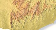 Close-up of Uruguay’s coastal terrain in STL model