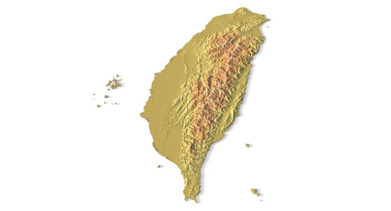 Isometric view of Taiwan’s 3D terrain STL map