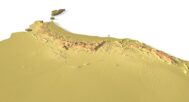Close-up of Hajar Mountains terrain in STL model