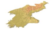 Isometric view of North Korea’s 3D terrain STL map