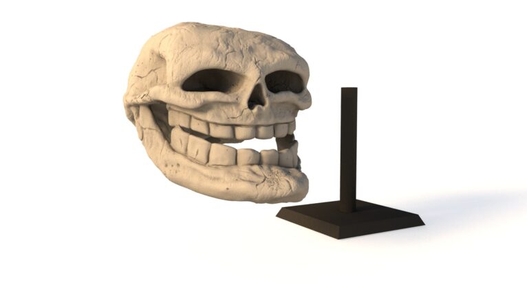 Detailed close-up of the classic trollface smile in 3D print model
