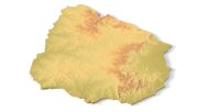 Isometric view of Uruguay’s 3D terrain STL map