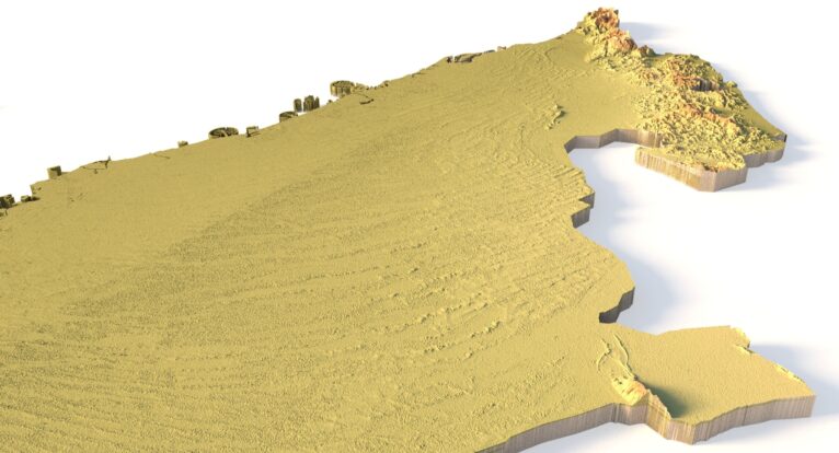 Side view of UAE’s detailed STL terrain model