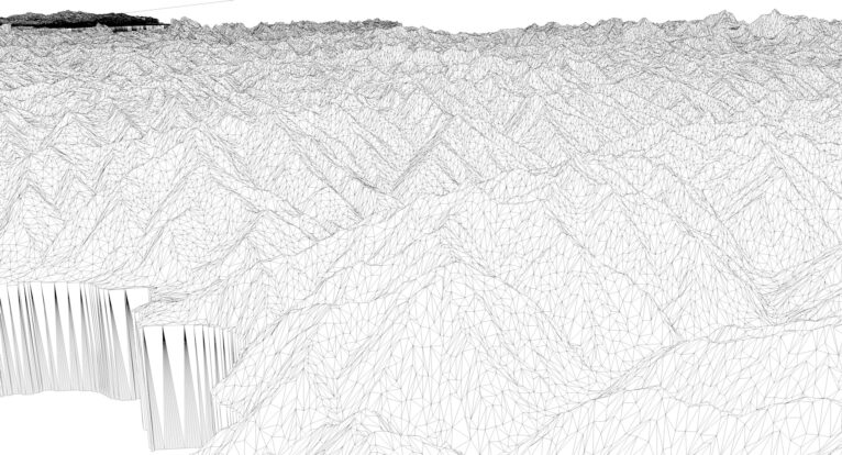 Wireframe view of the Tajikistan STL terrain model
