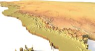 Side view of Saudi Arabia’s detailed STL terrain model