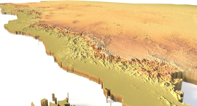 Side view of Saudi Arabia’s detailed STL terrain model