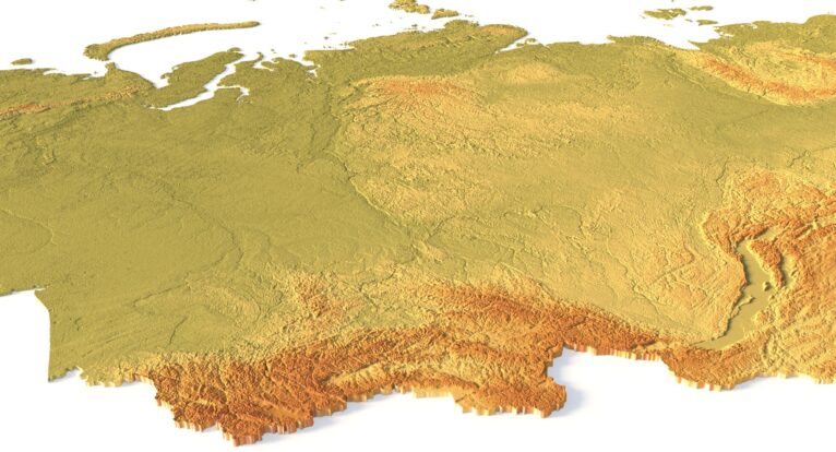Side angle of Russia’s 3D-printable terrain model