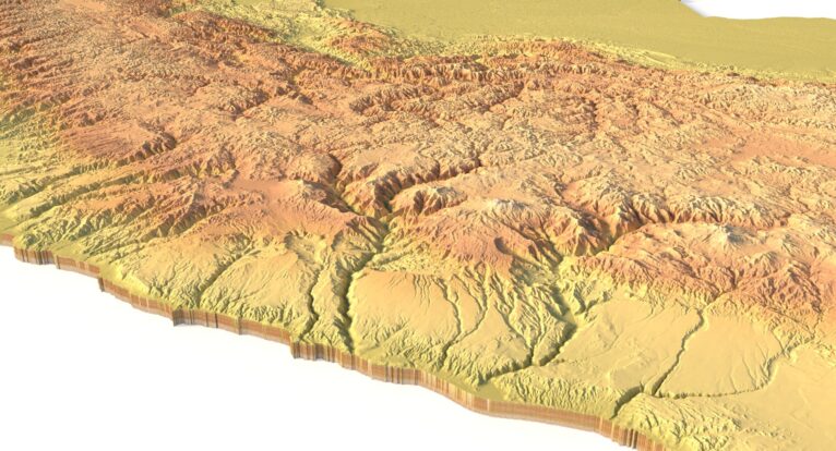 Side view of Peru’s detailed STL terrain model