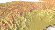 Side view of North Korea’s detailed STL terrain model