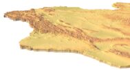Side view of Mongolia’s detailed STL terrain model