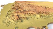 Side view of Yemen’s detailed STL terrain model