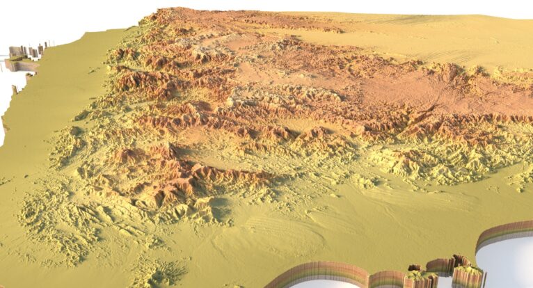 Side view of Yemen’s detailed STL terrain model
