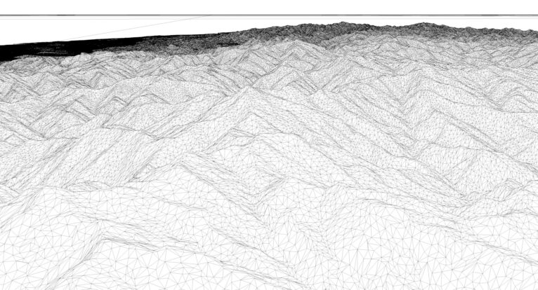 Wireframe view of the Taiwan STL terrain model