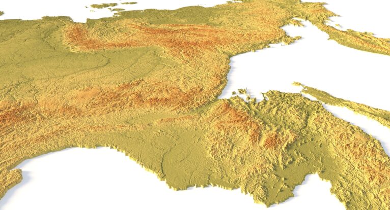 Tactile Russia terrain model for classrooms