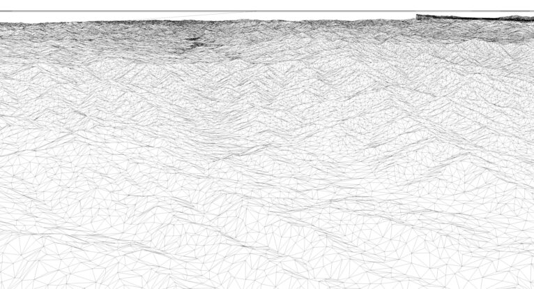 Wireframe view of the North Korea STL terrain model