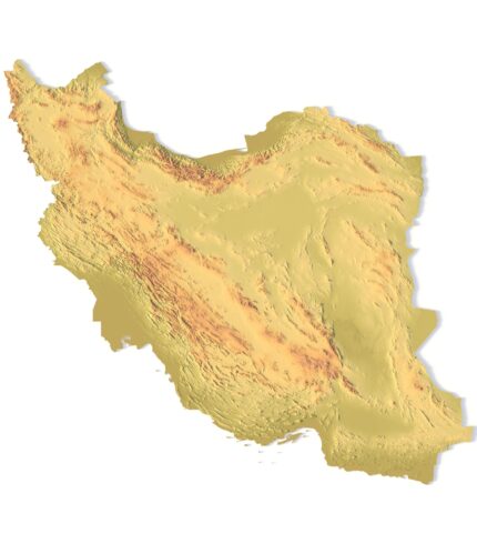 3D terrain model of Iran in STL format, front view