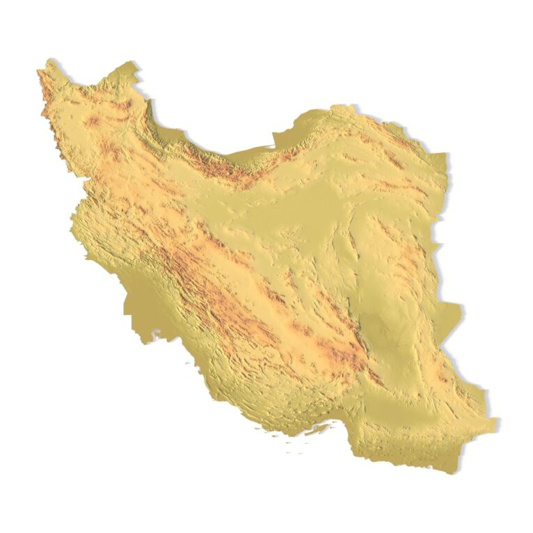 3D terrain model of Iran in STL format, front view