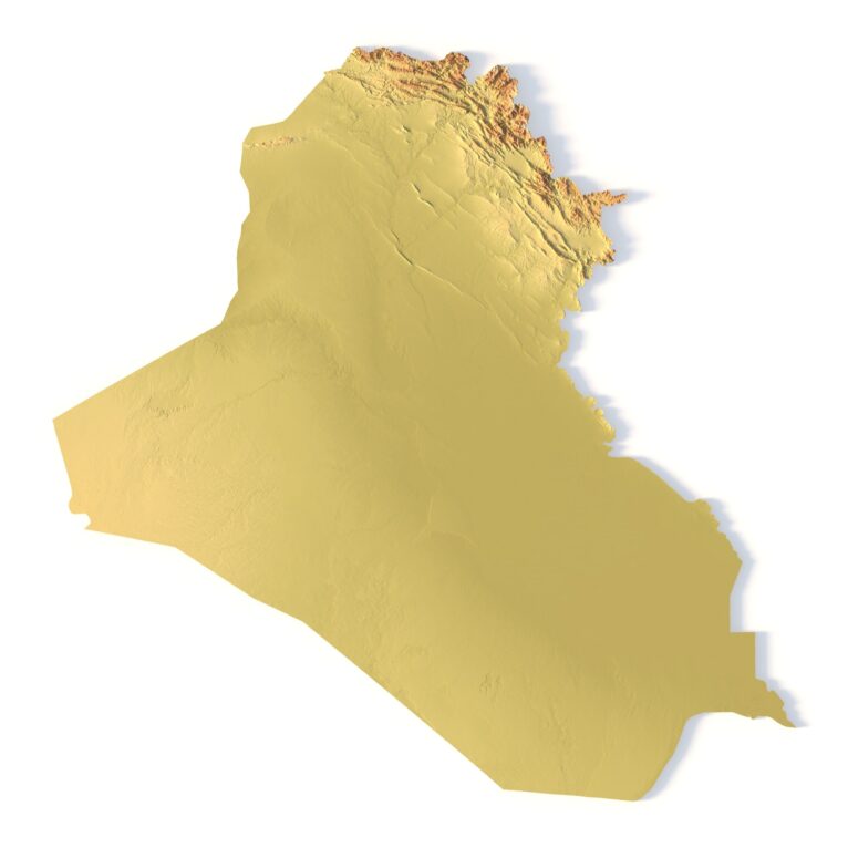 3D terrain model of Iraq in STL format, front view