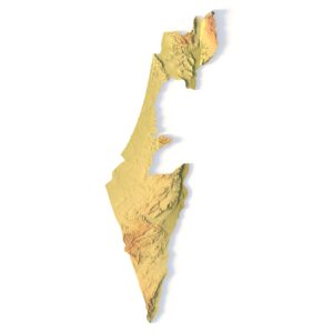 3D terrain model of Israel in STL format, front view