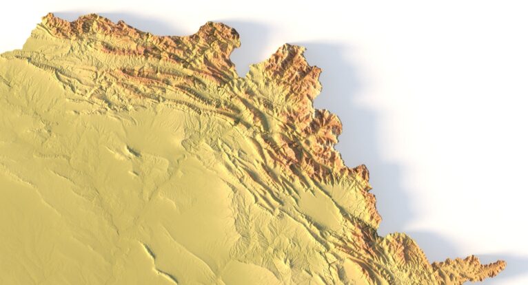 Digital elevation terrain of Iraq in STL format