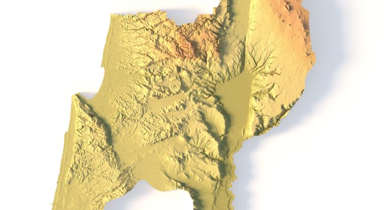 Close-up of Judean Mountains terrain in STL model
