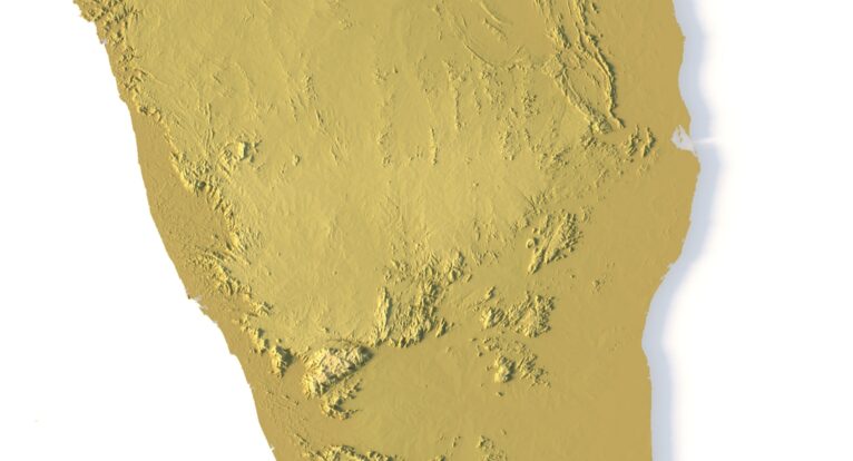 Close-up of India’s mountain terrain in STL model