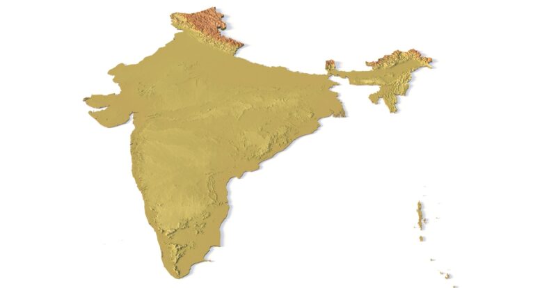Isometric view of India’s 3D terrain STL map