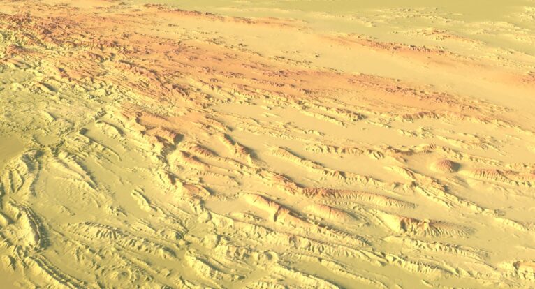 Side view of Iran’s detailed STL terrain model