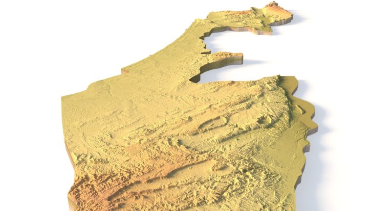 Side view of Israel’s detailed STL terrain model