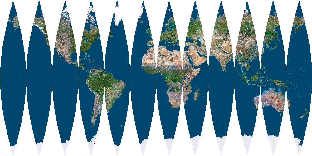 Visual guide to creating a 3D globe from map segments or projections