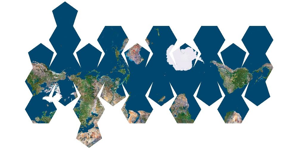 Earth map on a soccer-ball shaped truncated icosahedron, ideal for 3D printing