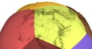 Assembled modular 3D Earth globe from 12 printed parts