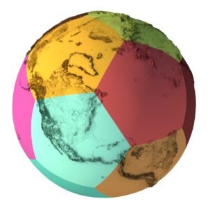 3D printed Earth globe puzzle in dodecahedron design