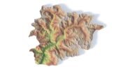 3D model Andorra — top-down view with detailed relief and UV mapping
