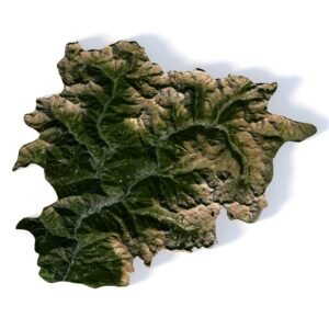 3D model Andorra — front view with high-resolution satellite texture (C4D, OBJ)