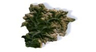 3D model Andorra — isometric render showing terrain and pseudo-color texture