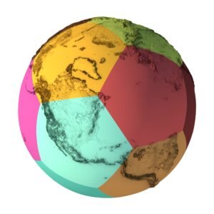 Modular Earth globe STL 3D model divided into 12 parts for 3D printing