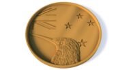 Circular 3D printable New Zealand flag medallion