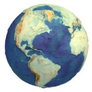 3D printed Earth STL model with rivers and detailed terrain