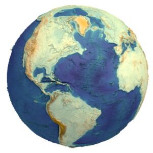 Earth topography STL model with rivers and realistic relief