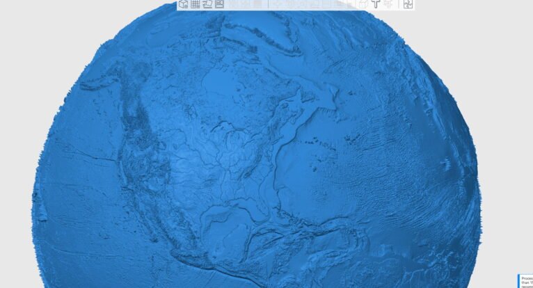 Detailed Earth topographic STL model with rivers and terrain