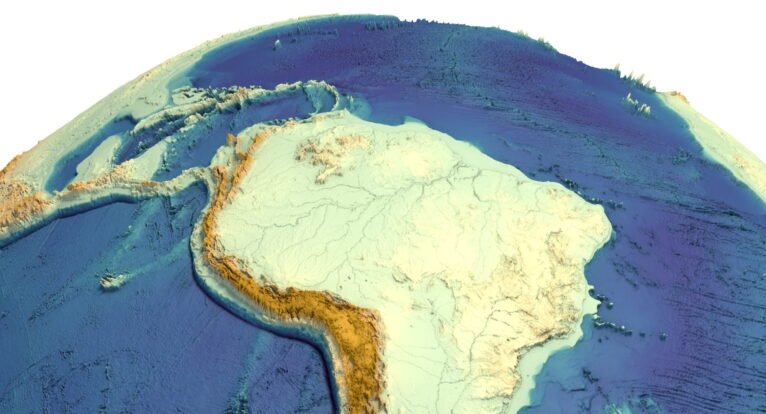 Earth relief STL model featuring rivers and basins