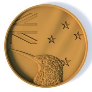 Kiwi bird relief detail on New Zealand 3D medallion