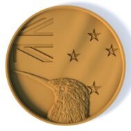 New Zealand Flag 3D medallion STL with kiwi bird relief