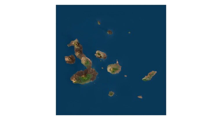 Galapagos Islands satellite texture on 3D terrain model