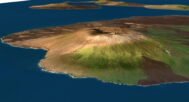 High-resolution 3D map render of the Galapagos Islands terrain